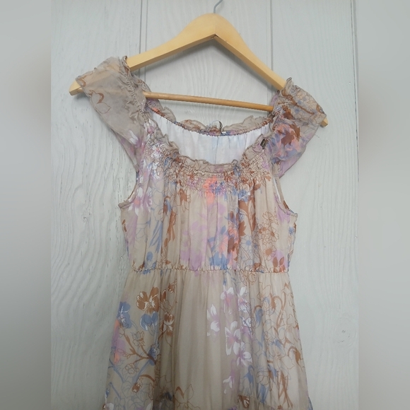 Silk Viscose Floral Teried dress cottagecore Gaudí Vintage Soul Italy Size S 42 - Picture 2 of 7